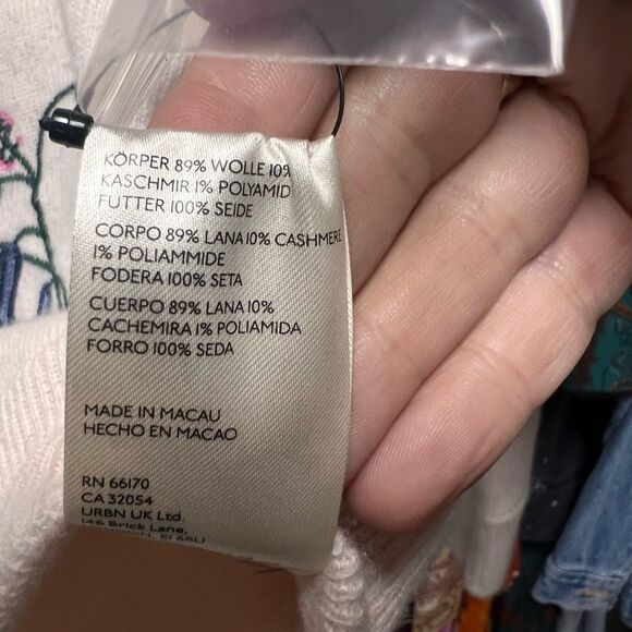 Free People All Mine Silk Lined Embroidered Cardi Pastel Peach Combo NWOT - Picture 11 of 11